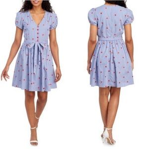 Betsy Johnson Heart Dress embroidered hearts with heart buttons VALENTINES DAY